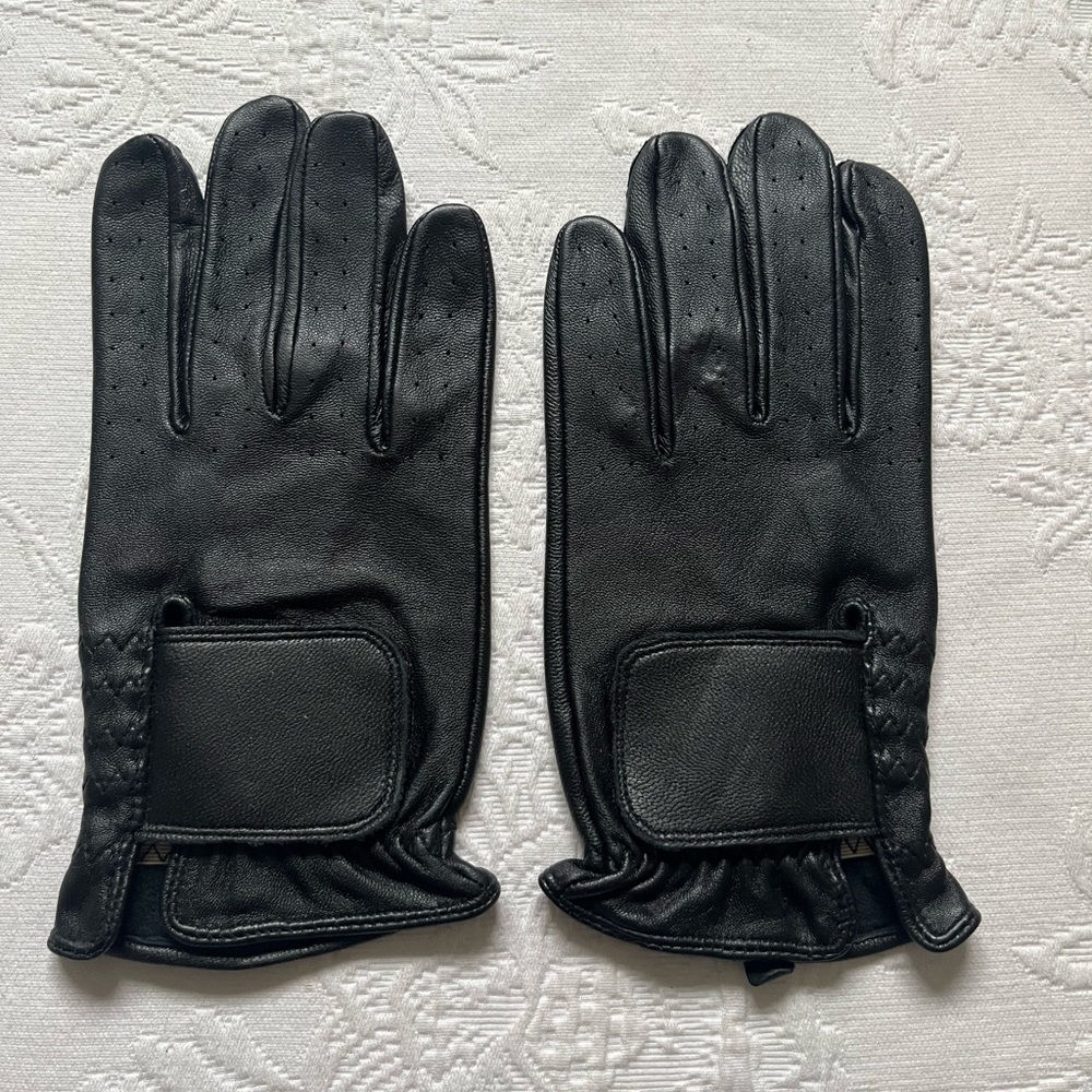 Vintage NEW Jacob Ash Co Black Genuine Leather Unlined Men’s Driving Gloves S
